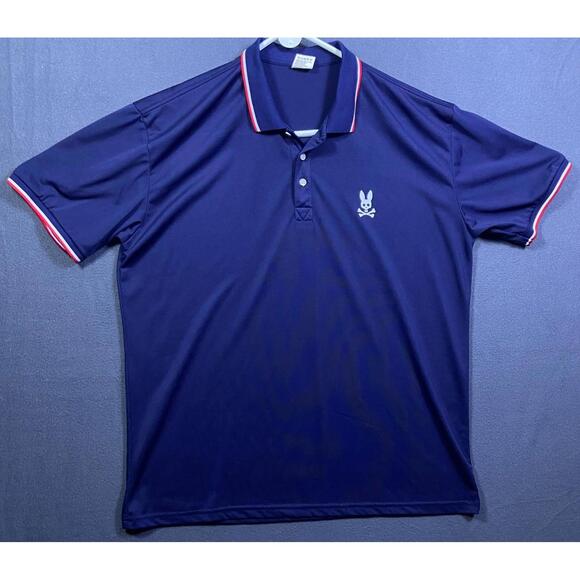 Psycho Bunny Stirling Polo Shirt Short Sleeve Navy Size XL Ret $ 124 Preppy Punk